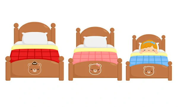 זהבה ישנה במיטה של הדוב הקטן - אתר סיפור קטן