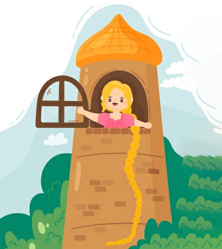 רפונזל | סיפור לילדים לפני השינה בחינם - סיפור קטן 2024 פותחת חלון בראש המגדל אתר סיפור קטן