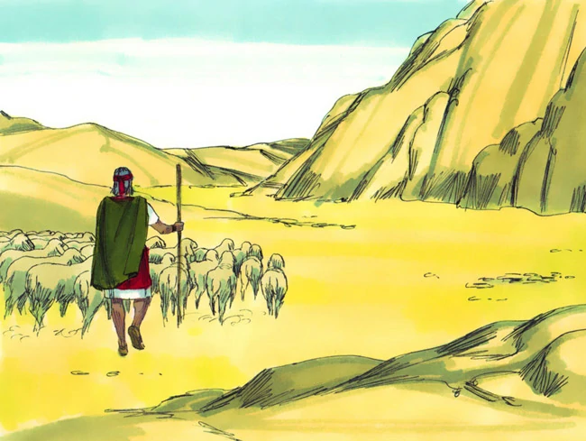 משה רועה את צאן יתרו - אתר סיפור קטן